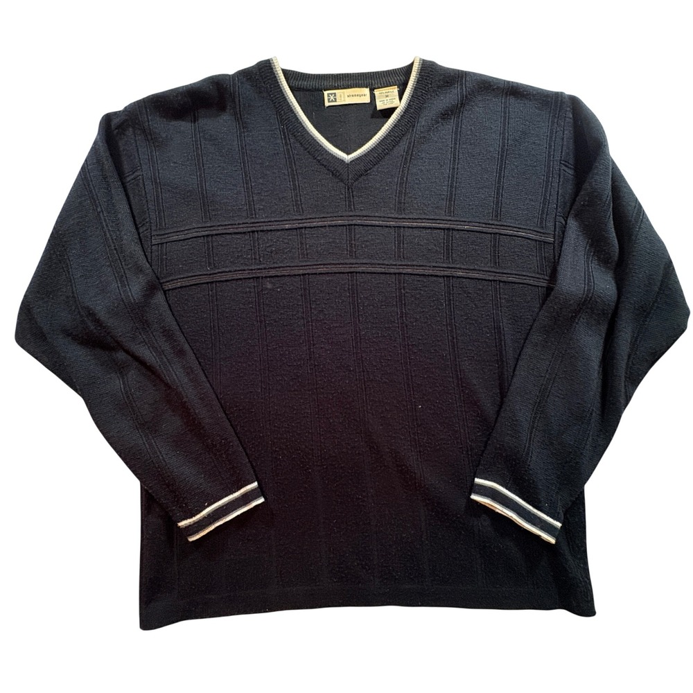Xtremegear V-Neck Sweater Mens Medium Black Textured Knit Acrylic Pullover